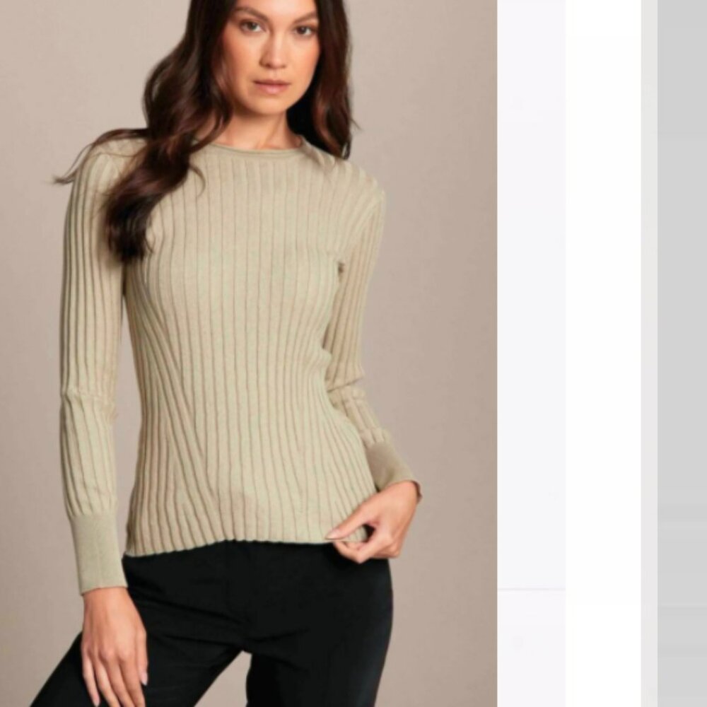 Alashan Cotton Cashmere Blair Rib Pullover Crew Neck Sweater Pistachio Green XL